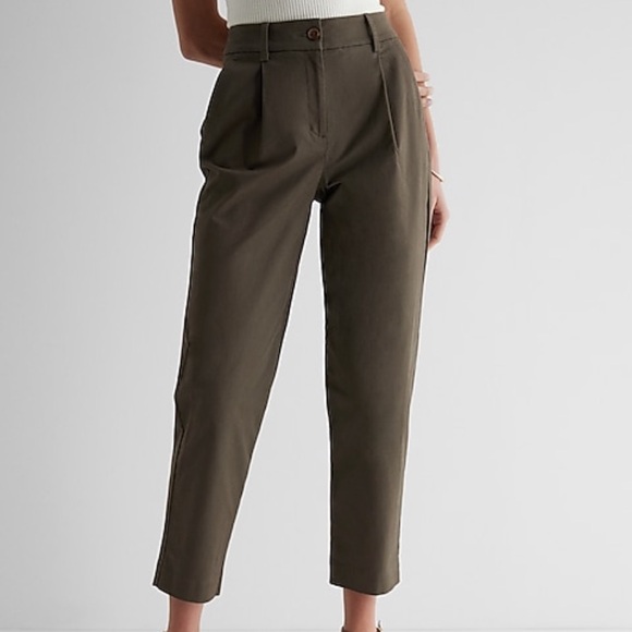 Express High Waisted Pleated Ankle Chino Pant 6 Long - Picture 2 of 7